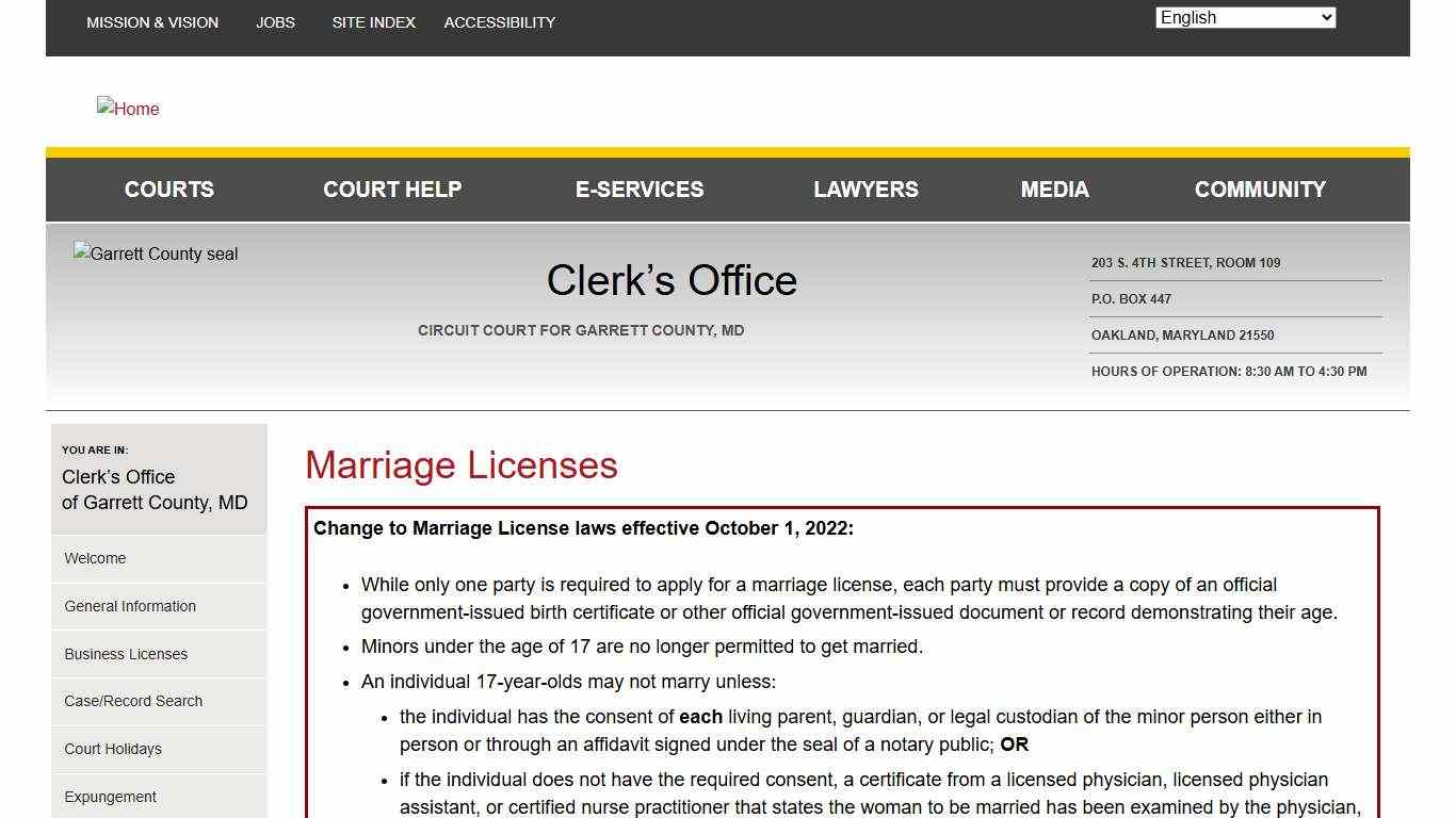 Marriage Licenses Maryland Courts