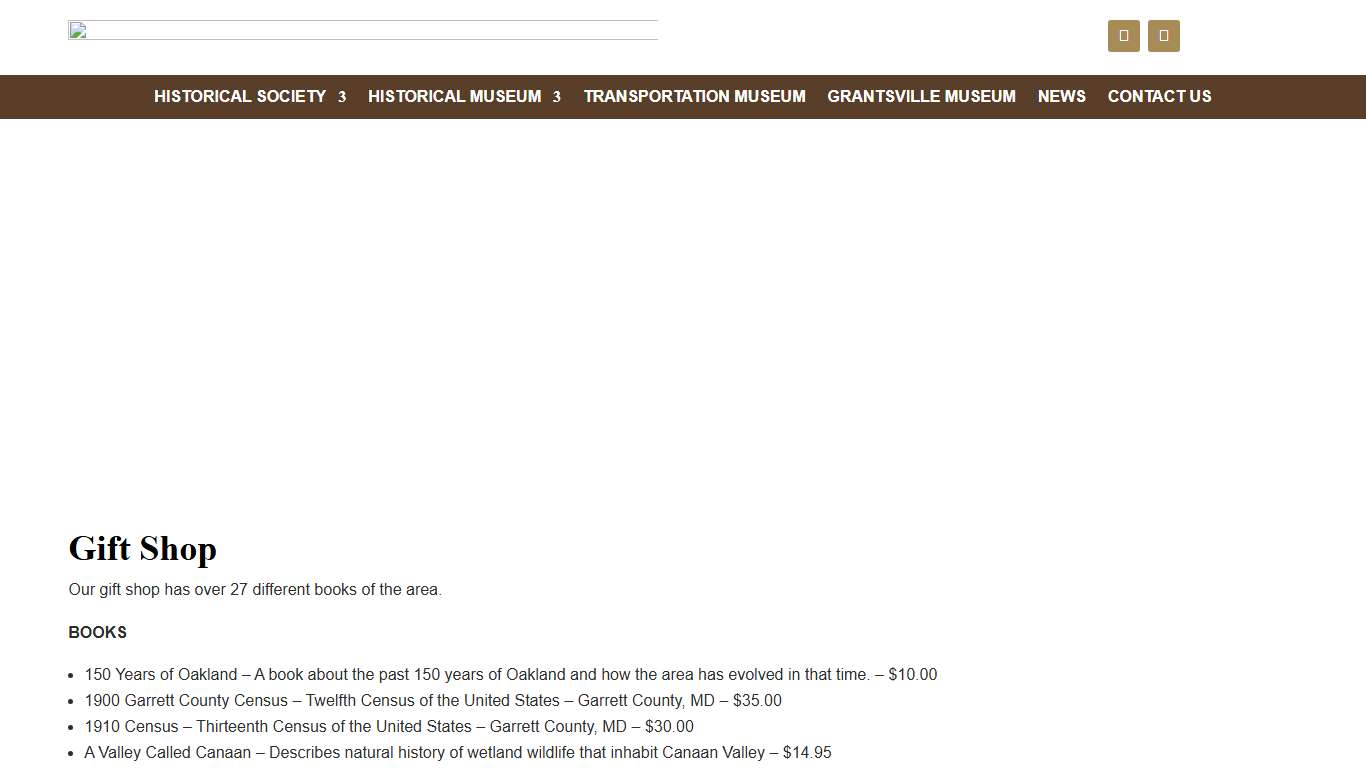 Gift Shop - Garrett County Historical Society Museums