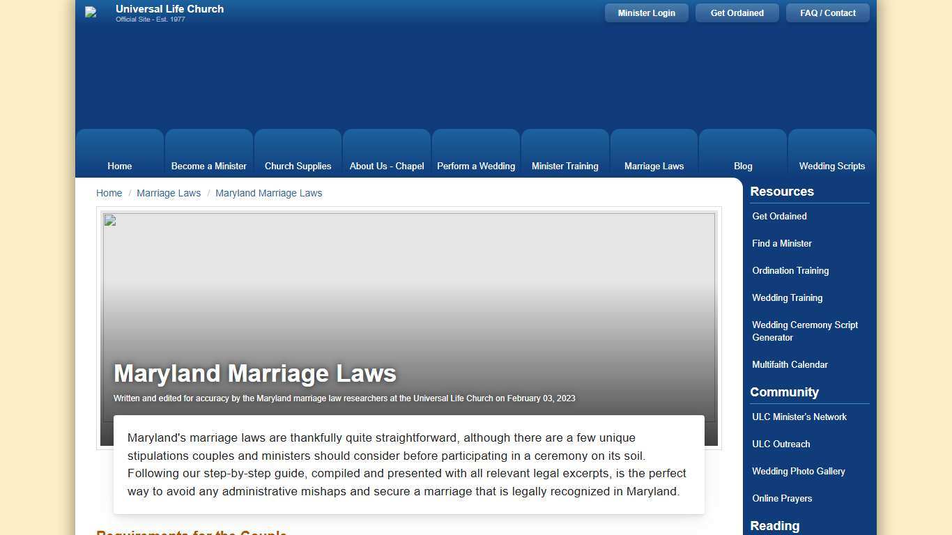 Maryland Marriage Laws